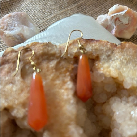 Carnelian Teardrop Earrings - Picture 2 of 6
